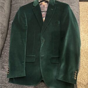 Murano Slim Fit Dark Green Velvet Blazer